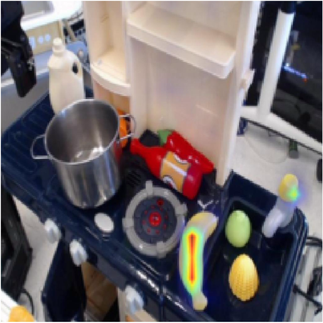 Zero-shot Espresso-2D affordance grounding for "Grasp the banana" on an Open X-Embodiment robot scene