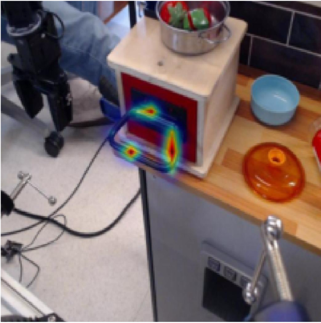 Zero-shot Espresso-2D affordance grounding for "Open the box drawer" on an Open X-Embodiment robot scene